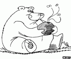 malvorlagen Bär mit einem Honig-Bienenstock ausmalbilder