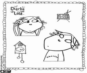 malvorlagen Charlie und Lola mit zwei Uhren ausmalbilder