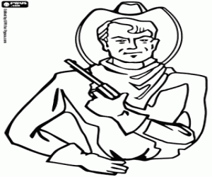 malvorlagen Ein Cowboy mit dem Revolver in der hand ausmalbilder