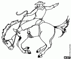 malvorlagen Ein Cowboy auf einem Rodeo Reiten ausmalbilder