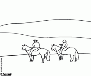 malvorlagen Cowboys Reiten auf der Ebene ausmalbilder
