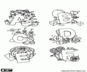 malvorlagen Dekoriert Buchstaben von A bis F ausmalbilder