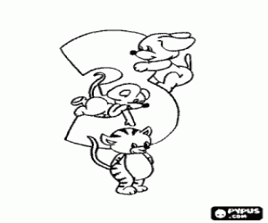 malvorlagen Drei Tiere und Nummer drei ausmalbilder