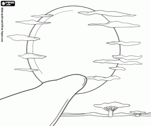 malvorlagen Ein Sonnenuntergang in der afrikanischen Savanne ausmalbilder