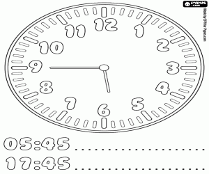 malvorlagen Eine Uhr um Viertel vor Sechs ausmalbilder