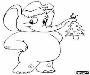 malvorlagen Der Elefant feiert Weihnachten ausmalbilder