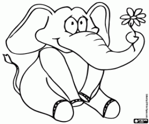 malvorlagen Elefant mit einer Blume ausmalbilder
