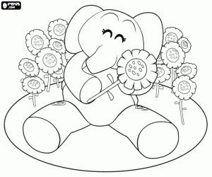 malvorlagen Elly der Elefant und die Blumen ausmalbilder