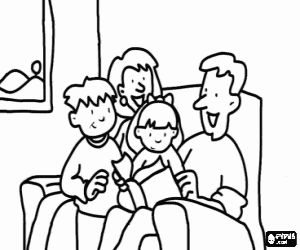 malvorlagen Eine Familie auf der sofa lesen ausmalbilder