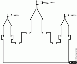 malvorlagen Fassade eines Schlosses, Umriss ausmalbilder
