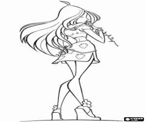 malvorlagen Die Fee Flora mit einer Blume ausmalbilder