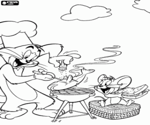malvorlagen Das Fisch-Barbecue von Tom und Jerry ausmalbilder