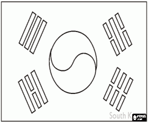 malvorlagen Flagge von Südkorea oder Korea ausmalbilder