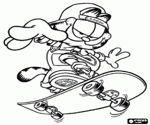 malvorlagen Garfield als Skateboarder ausmalbilder