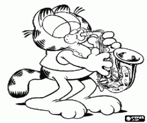 malvorlagen Garfield die Katze an der Trompete ausmalbilder