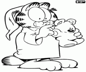 malvorlagen Garfield im Pyjama und Pooky ausmalbilder