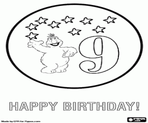 malvorlagen Geburtstag von neun Jahren mit Telly ausmalbilder