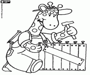 malvorlagen Eine Giraffe als Tischler ausmalbilder