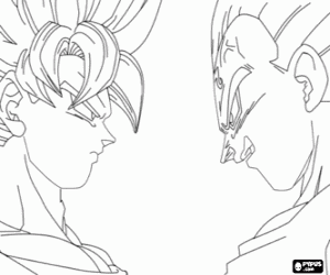 malvorlagen Goku und Vegeta, von Angesicht zu Angesicht ausmalbilder