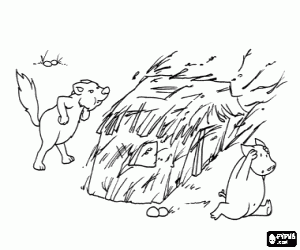 malvorlagen Großen bösen Wolf und dem Stroh Haus ausmalbilder