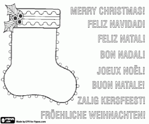 malvorlagen Grußkarte mit einer Weihnachts-Socke ausmalbilder
