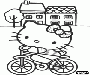 malvorlagen Hello Kitty auf dem Fahrrad ausmalbilder