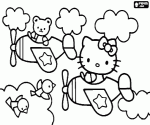 malvorlagen Hello Kitty und die Flugzeuge ausmalbilder