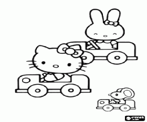 malvorlagen Hello Kitty und Freunde in Autos ausmalbilder