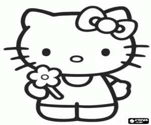 malvorlagen Hello Kitty mit einer blume in der hand ausmalbilder