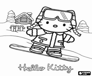 malvorlagen Hello Kitty mit dem Snowboard ausmalbilder