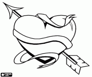 malvorlagen Herz mit Amors Pfeil ausmalbilder