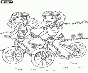 malvorlagen Holly und Carrie mit Mountainbike ausmalbilder