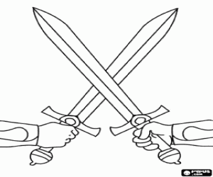 malvorlagen Hände in einem Duell mit Schwertern ausmalbilder
