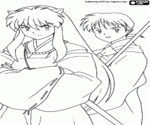malvorlagen InuYasha und Miroku, ein buddhistischer Mönch ausmalbilder