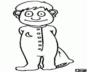 malvorlagen Junge im Pyjama mit einem Kissen ausmalbilder