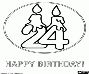 malvorlagen Karte von 24 Jahren mit zwei Kerzen ausmalbilder