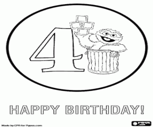 malvorlagen Karte von vier Jahren mit Oscar ausmalbilder