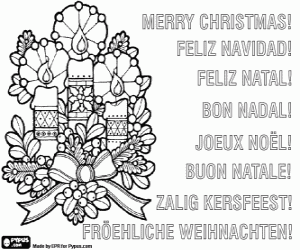 malvorlagen Karte mit Weihnachtskerzen ausmalbilder