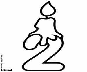 malvorlagen Eine Kerze und die Nummer zwei ausmalbilder