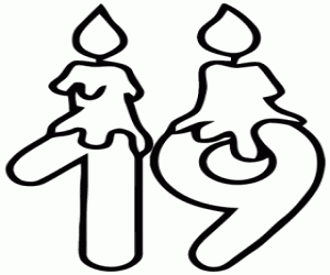 malvorlagen Kerzen und Zahl neunzehn, Dicke Linie ausmalbilder