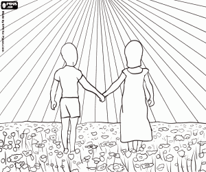 malvorlagen Kinder freuen sich über den Frühling ausmalbilder