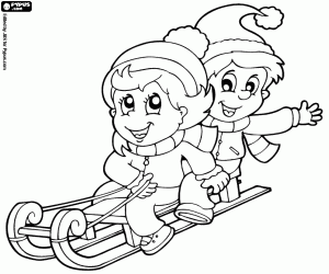 malvorlagen Kinder die Spaß am Schlitten ausmalbilder