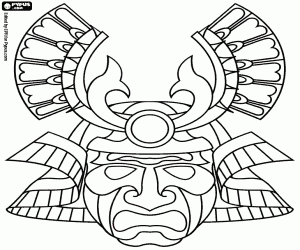 malvorlagen Eine klassische Samurai-Maske ausmalbilder