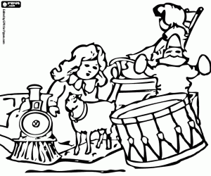 malvorlagen Kleine Mädchen mit Weihnachtsgeschenke ausmalbilder