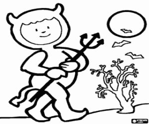 malvorlagen Ein kleiner Junge mit Teufel Kleid ausmalbilder