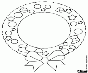malvorlagen Kranz mit Schleife und Dekorationen ausmalbilder
