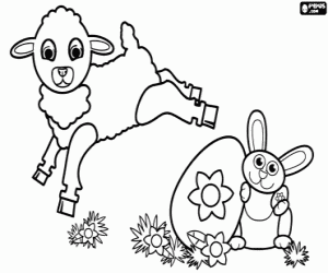 malvorlagen Lamm, Hase und Osterei ausmalbilder
