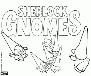 malvorlagen Logo der Sherlock Gnomes mit Gnomen ausmalbilder