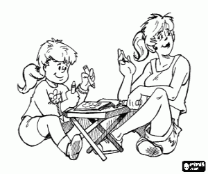 malvorlagen Mädchen spielt mit ihrer Mutter malen ausmalbilder