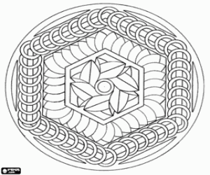 malvorlagen Ein Mandala mit Sechsecken ausmalbilder